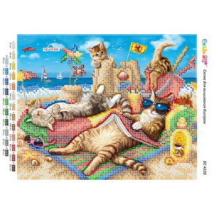 БС-4228 Котяча відпустка (частк. вишивка). Схема для вишивки бісером