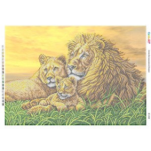 БС-2108 Родина левів І (частк. вишивка). Схема для вишивки бісером