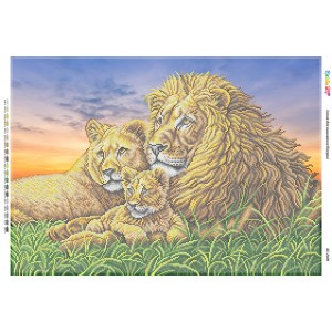 БС-2109 Родина левів ІІ (частк. вишивка). Схема для вишивки бісером