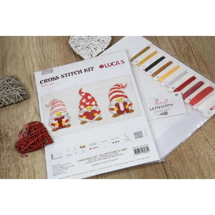 JK031 Ялинкові іграшки. Гноми на День Святого Валентина. Luca-S. Набір для вишивки хрестиком