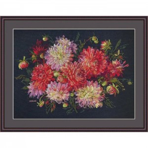 К-219 Георгіни. Мережка. Набір для вишивки хрестиком на Aida 16