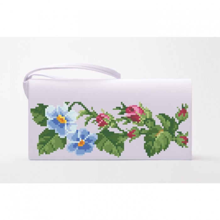 Заготовка клатча "Пишні троянди, фіалки" для вишивки бісером (КЛ008кБ1301)