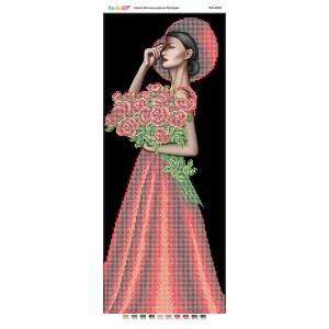 ПМ-4094 "Дівчина з букетом троянд". Схема для вишивки бісером