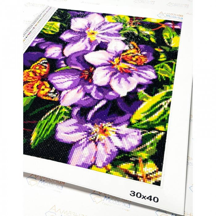 Алмазна вишивка (набір) "Метелики на квітах" (DM-311)