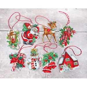 LETI 966 Набір новорічних іграшок. Набір для вишивки хрестиком LetiStitch
