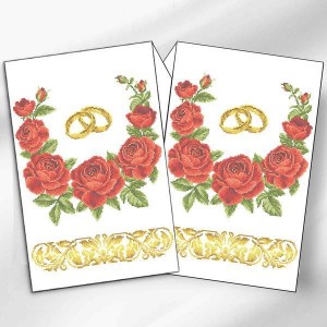 Рушник весільний великий "Червоні троянди з золотом" РВВ-059 (РВВ-059)