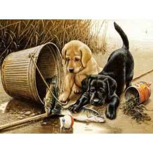 Алмазна мозаїка 30х40 "Грайливі собачки" ST400