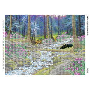 БС-3189 Ведмедики у лісі. Схема для вишивки бісером