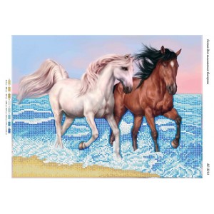 БС-3211 Коні на морі (частк. вишивка). Схема для вишивки бісером