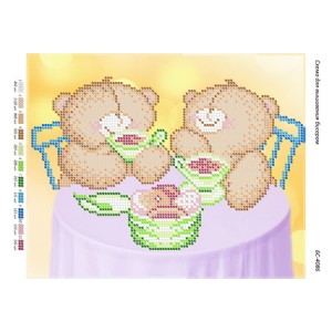 БС-4086 Ведмедики з чаєм. Схема для вишивки бісером