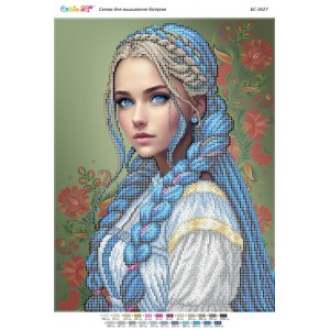 БС-3427 Дівчина з блакитними косами (частк. вишивка). Схема для вишивки бісером