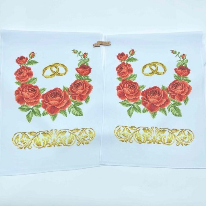 Рушник весільний великий "Червоні троянди з золотом" РВВ-059 (РВВ-059)