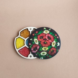 Круглий міні органайзер для бісеру Коробушка з кольоровим друком (060004)