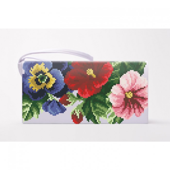 Заготовка клатча "Мальви, троянди, братчики" для вишивки бісером (КЛ351кБ1301)