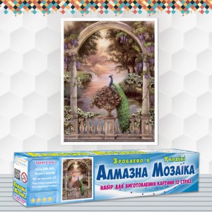 Алмазна вишивка (набір) "Павлін в арці" (DM-301)