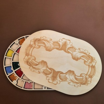 Органайзер для бісеру з дерев'яною кришкою на 53 пронумеровані комірки (060228)