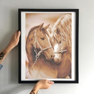 Схема картини Золота Підкова ЗПТ-011 "Коні" для вишивання бісером на шовку