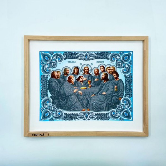 Схема для вишивки бісером "Таємна Вечеря" в срібних відтінках на блакитному фоні (А3Р-328)