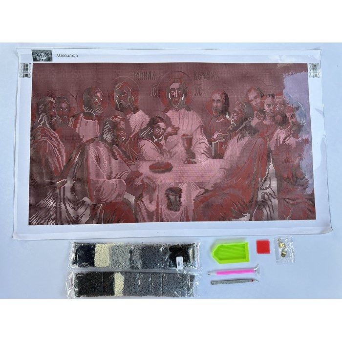 Алмазна мозаїка 40х70 Ікона "Таємна вечеря" золота монохром SS810