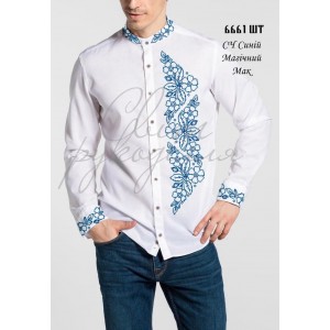 СЧ "Синій Магічний Мак" (СвР) Заготовка чоловічої сорочки для вишивки