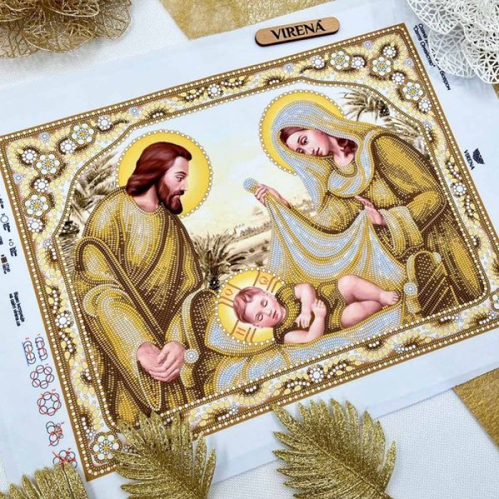 Схема для вишивки бісером "Святе Сімейство" в золоті А3Р-330 (А3Р-330)