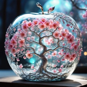 Алмазна вишивка (набір) "Вишневе дерево в кришталевому яблуці" (DM-491)