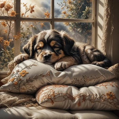 Алмазна вишивка (набір) "Сонне цуценя" (DM-492)