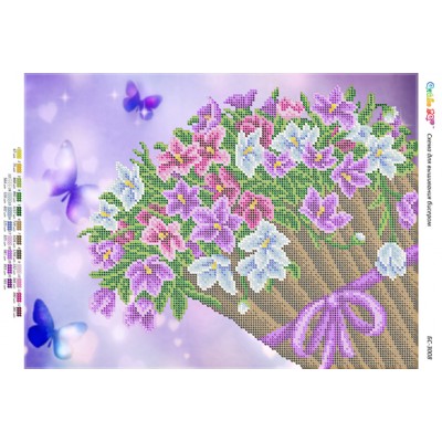 БС-3008 Кошик квітів. Схема для вишивки бісером