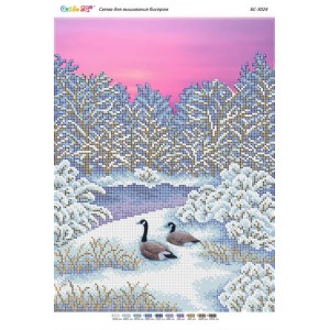 БС-3024 Качки біля озера (частк. вишивка). Схема для вишивки бісером