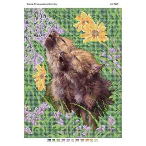 БС-3025 Вовченята (частк. вишивка). Схема для вишивки бісером