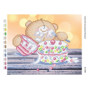 БС-4085 Мишка з тортиком. Схема для вишивки бісером