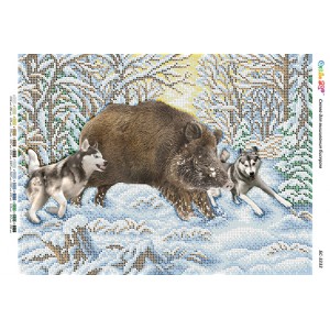 БС-3333 Полювання на кабана. Схема для вишивки бісером