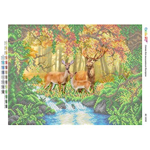 БС-3334 Сім'я оленів. Схема для вишивки бісером