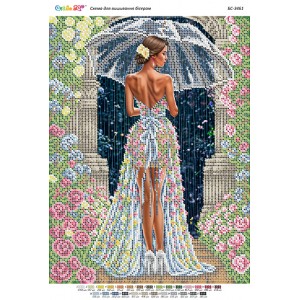 БС-3461 Дівчина з парасолькою (частк. вишивка). Схема для вишивки бісером