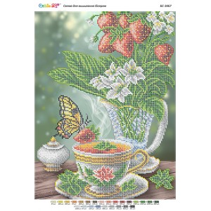 БС-3467 Чай з полуницею (частк. вишивка). Схема для вишивки бісером