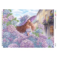 БС-3492 Дівчина в квітах ІІ  (частк. вишивка). Схема для вишивки бісером