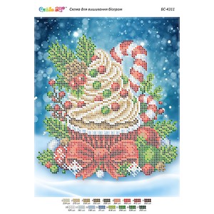 БС-4311 Новорічний мафін (частк. вишивка). Схема для вишивки бісером