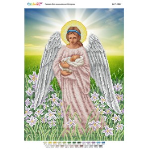 БСР-3387 Янгол з немовлям  (частк. вишивка). Схема для вишивки бісером