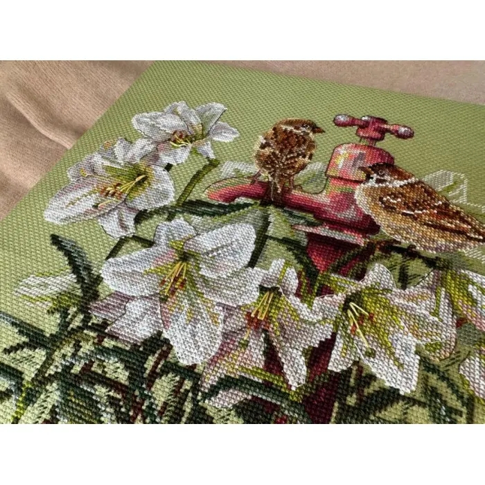 К-229 Серед лілій. Мережка. Набір для вишивки хрестиком на Aida 14