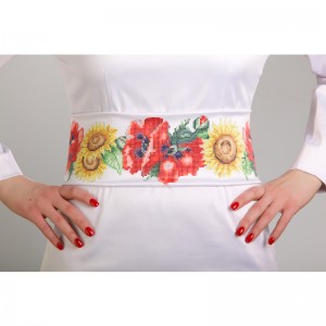 Заготовка жіночого пояса для вишивки бісером "Маки і соняхи" (ПС040кБнннн)