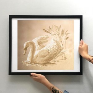 Схема картини Золота Підкова ЗПТ-001 "Лебідь" для вишивання бісером на шовку