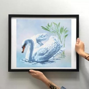 Схема картини Золота Підкова ЗПТ-002 "Лебідь" для вишивання бісером на шовку