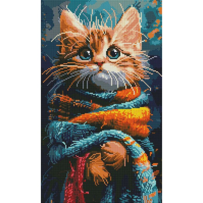 Алмазна мозаїка ColorArt 30x50 "Котик в шарфіку" + голограмні алмазики TP909