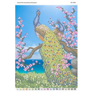 БС-3181 Павич. Схема для вишивки бісером