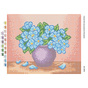 БС-4043 Блакитні квіти. Схема для вишивки бісером