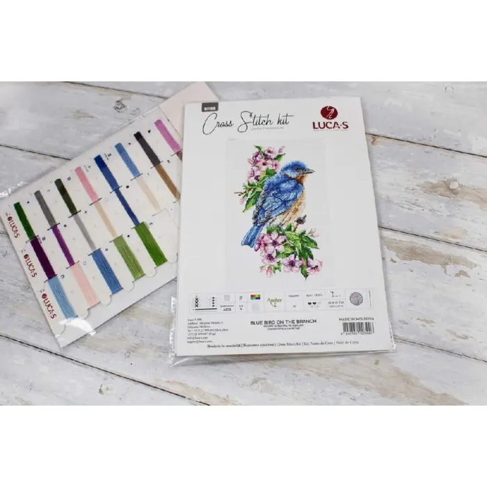 B1198 Синій птах на гілці. Luca-S. Набір для вишивки хрестиком