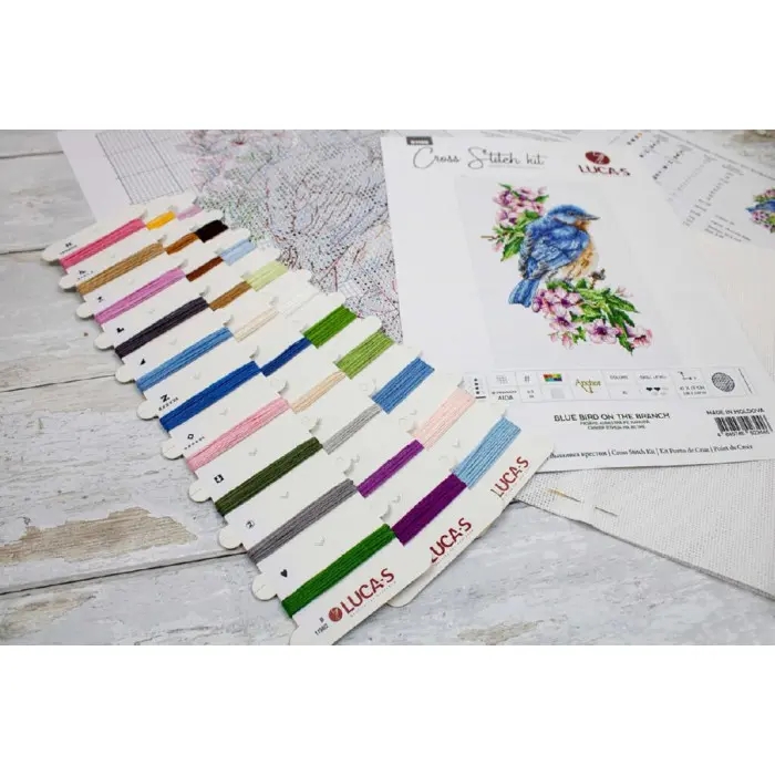 B1198 Синій птах на гілці. Luca-S. Набір для вишивки хрестиком