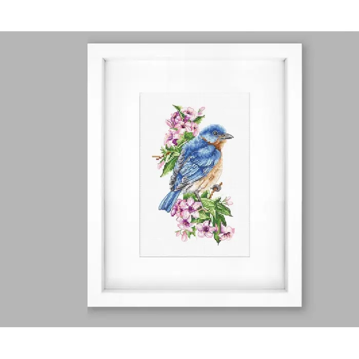 B1198 Синій птах на гілці. Luca-S. Набір для вишивки хрестиком