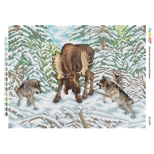 БС-3332 Полювання на лося. Схема для вишивки бісером