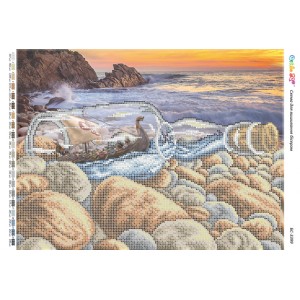 БС-3399 Корабель в пляшці (частк. вишивка). Схема для вишивки бісером